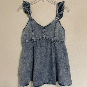 DOE & RAE Chambray Acid Washed Top Size Small